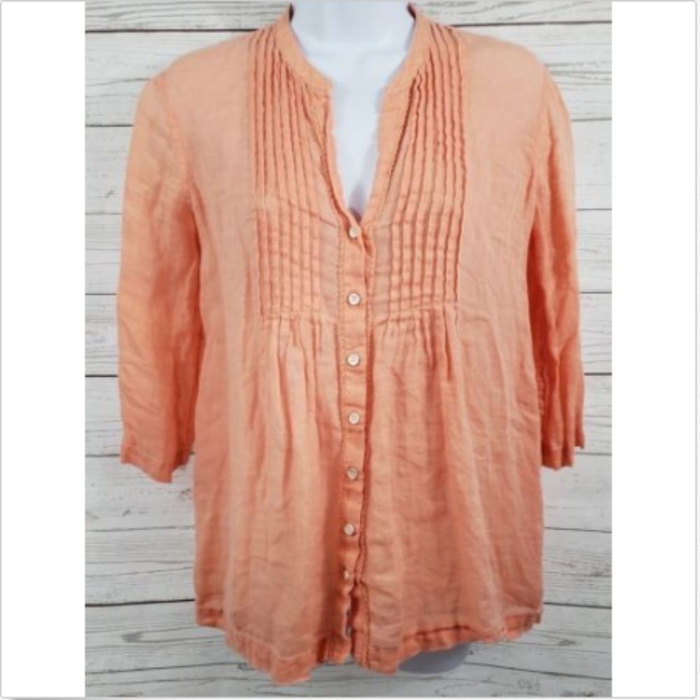 Tommy Bahama Orange Linen Blouse